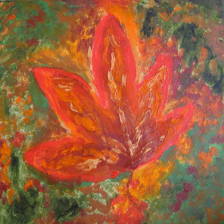 Autumn leaf oil painting